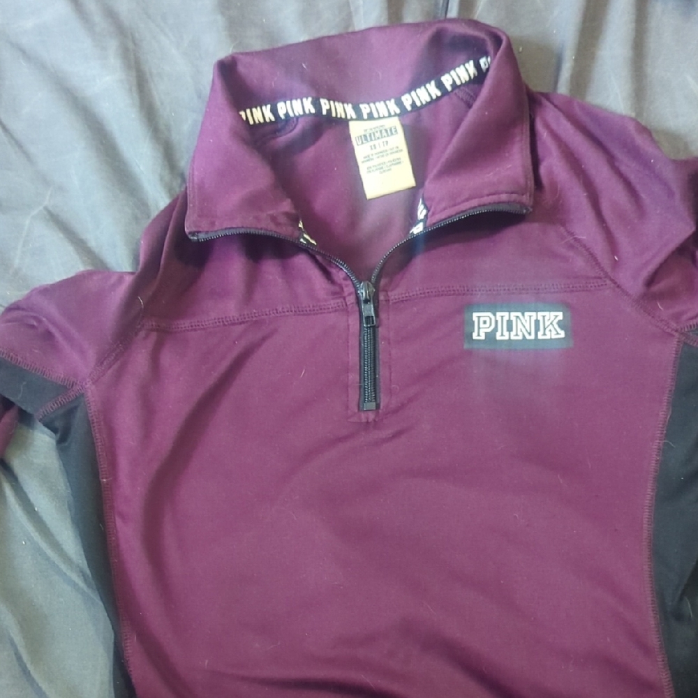 PINK Victoria's Secret Burgundy and Black Sweatshirt